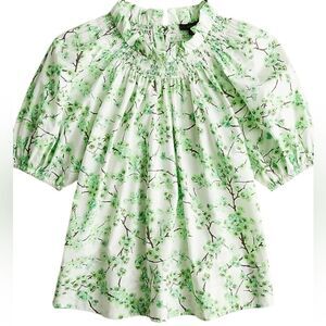 J. Crew Green cherry blossom Floral Blouse size X small